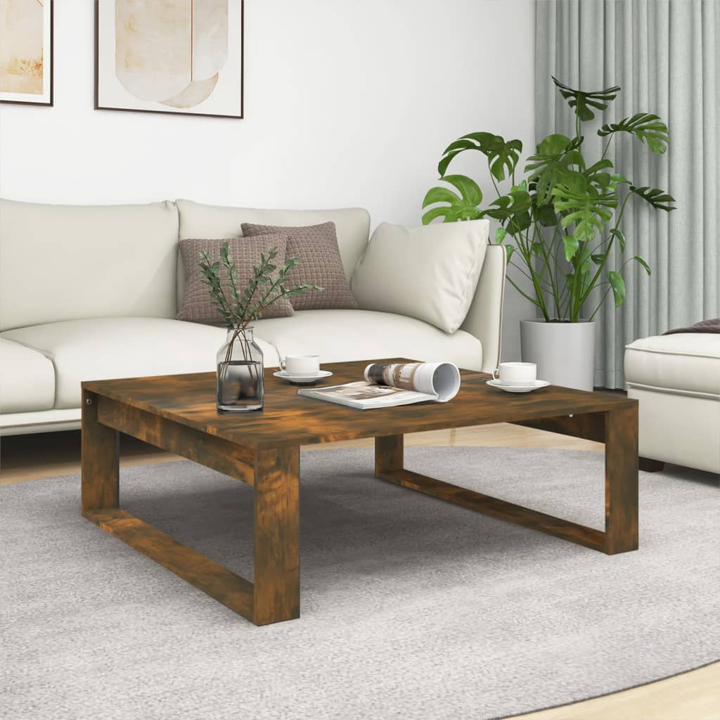 Table basse Chêne fumé 100x100x35 cm Bois d'ingénierie - XIOS