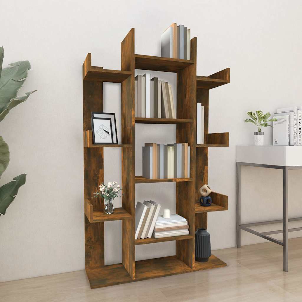 Bibliothèque Chêne fumé 86x25,5x140 cm Bois d'ingénierie - XIOS