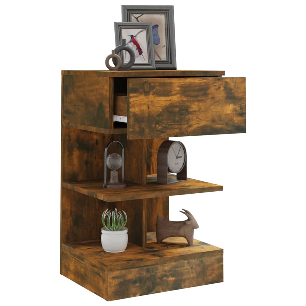 Table de chevet Chêne fumé 40x35x65 cm Bois d'ingénierie - XIOS