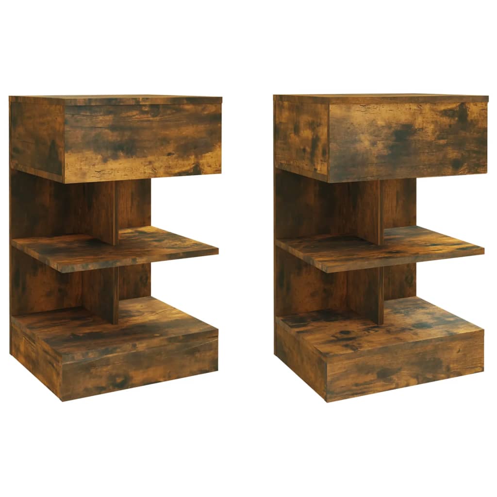 Tables de chevet 2 pcs chêne fumé 40x35x65 cm bois d’ingénierie - XIOS