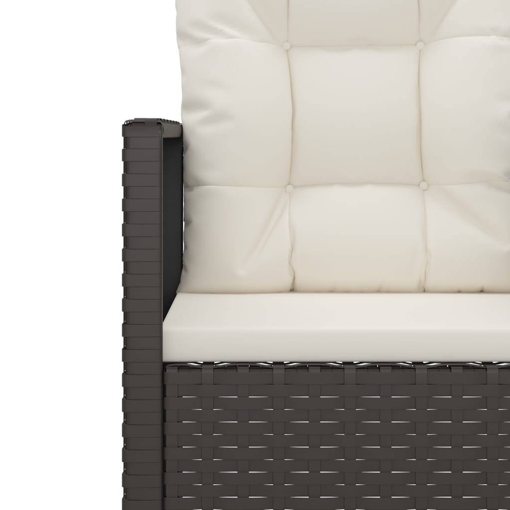 Mobilier d'extérieur 3 pcs avec coussins Résine tressée Noir