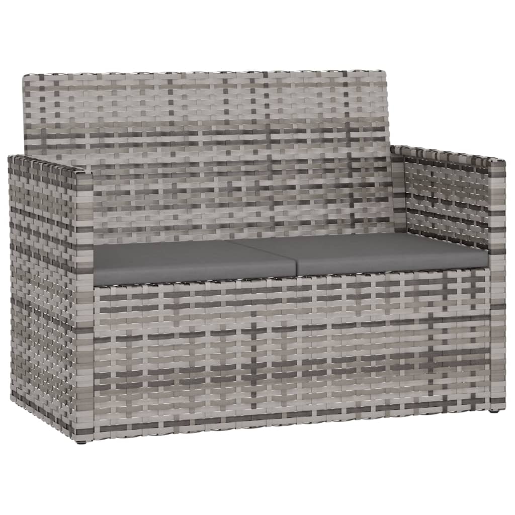 Mobilier d'extérieur 4 pcs avec coussins Résine tressée Gris