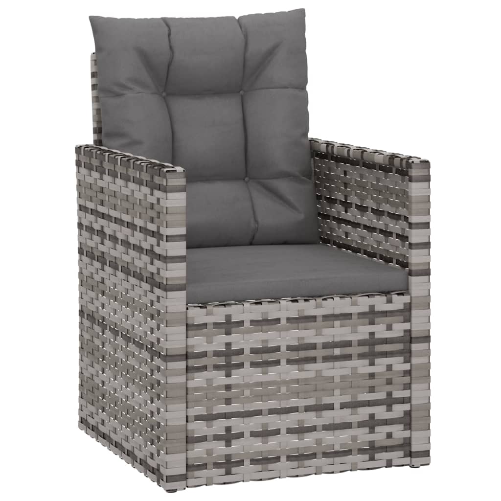 Mobilier d'extérieur 4 pcs avec coussins Résine tressée Gris
