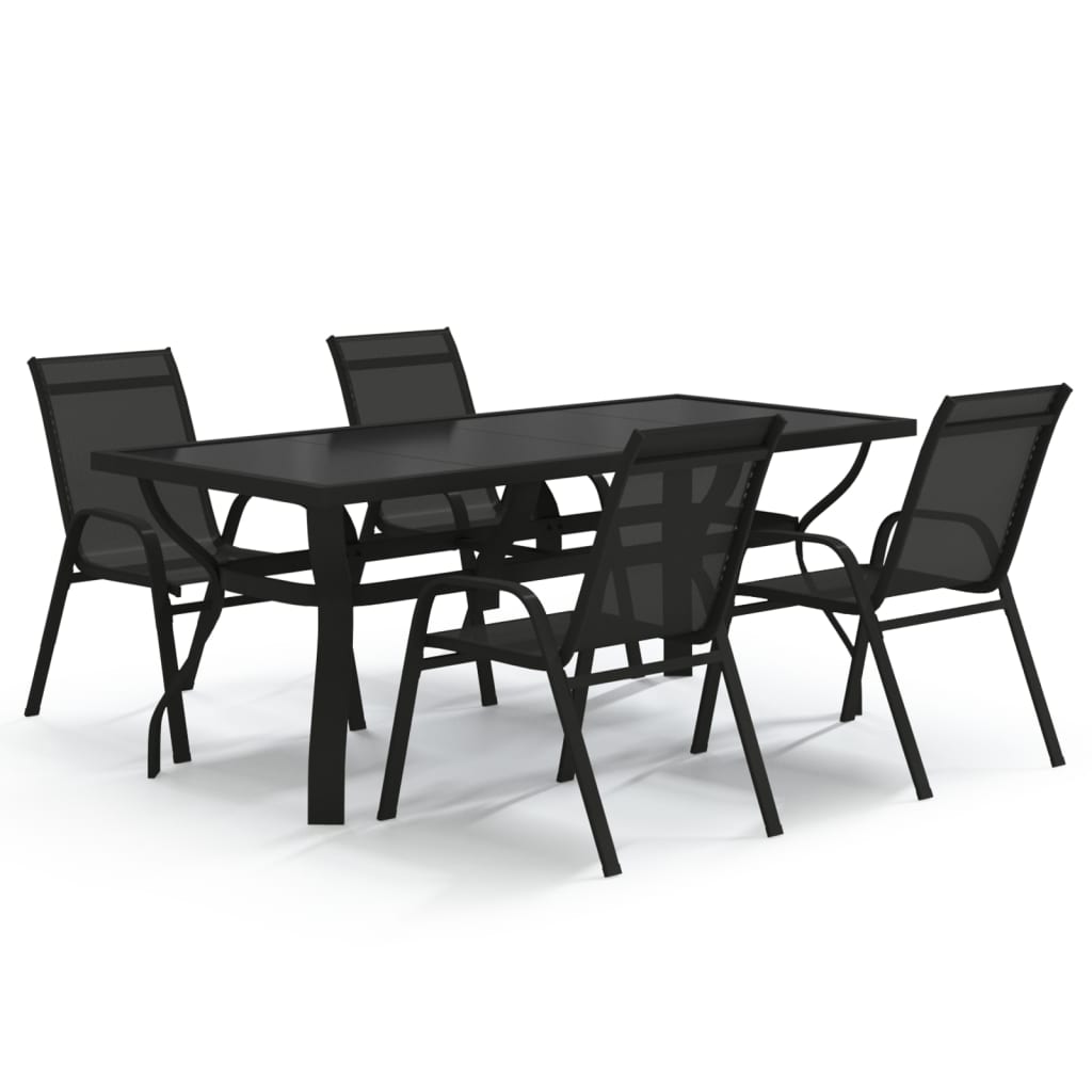 Ensemble à manger de jardin 5 pcs Noir