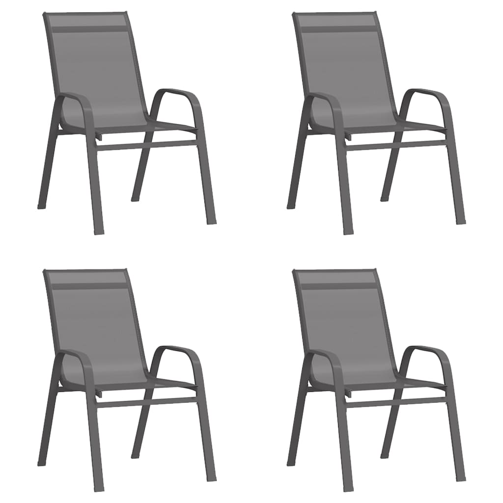 Ensemble à manger de jardin 5 pcs Gris et noir