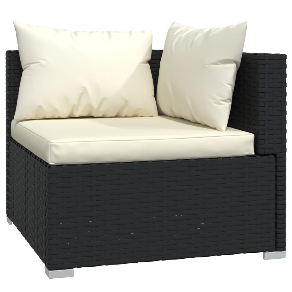 Salon de jardin 9 pcs avec coussins Résine tressée Noir