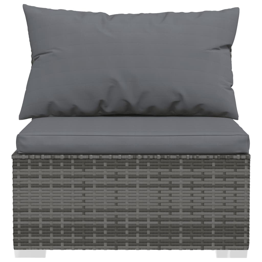 Salon de jardin 6 pcs avec coussins résine tressée gris