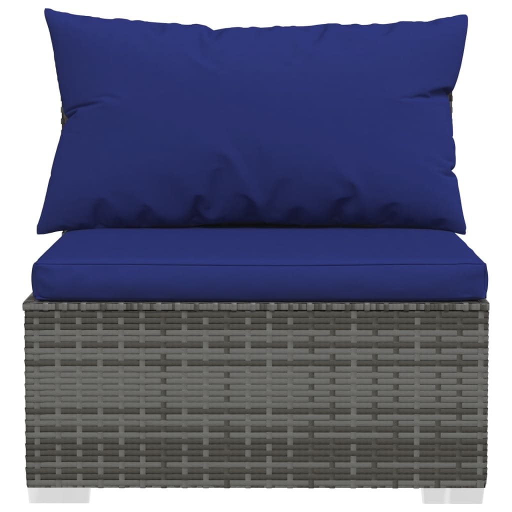 Salon de jardin 6 pcs avec coussins résine tressée gris