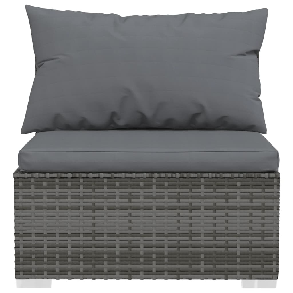 Salon de jardin 4 pcs avec coussins Résine tressée Gris