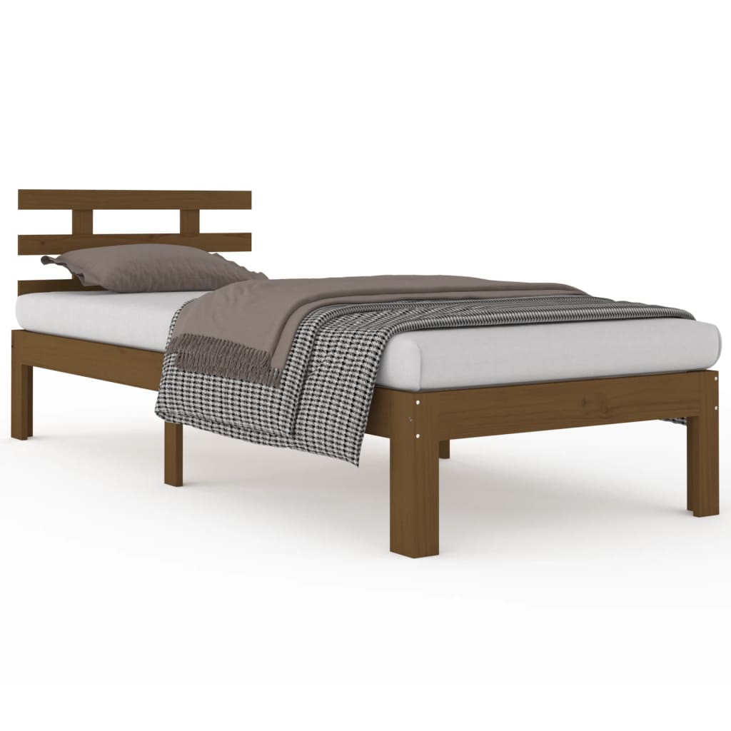 Cadre de lit sans matelas marron miel bois massif 100x200 cm - XIOS