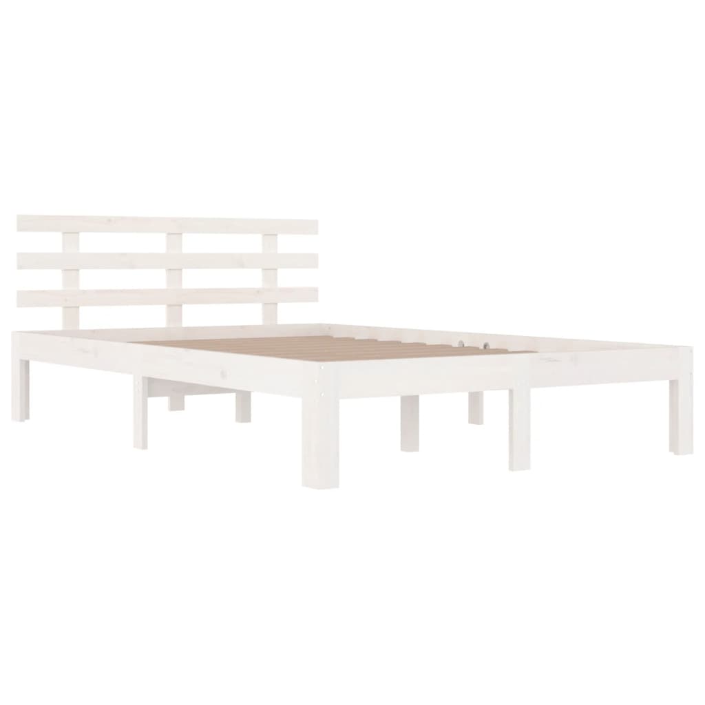 Cadre de lit sans matelas blanc bois massif 140x200 cm - XIOS