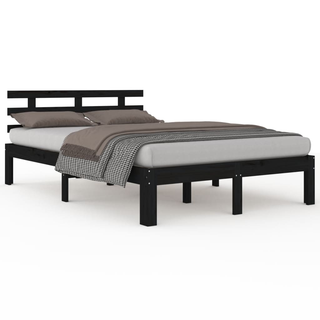 Cadre de lit sans matelas noir bois massif 200x200 cm - XIOS