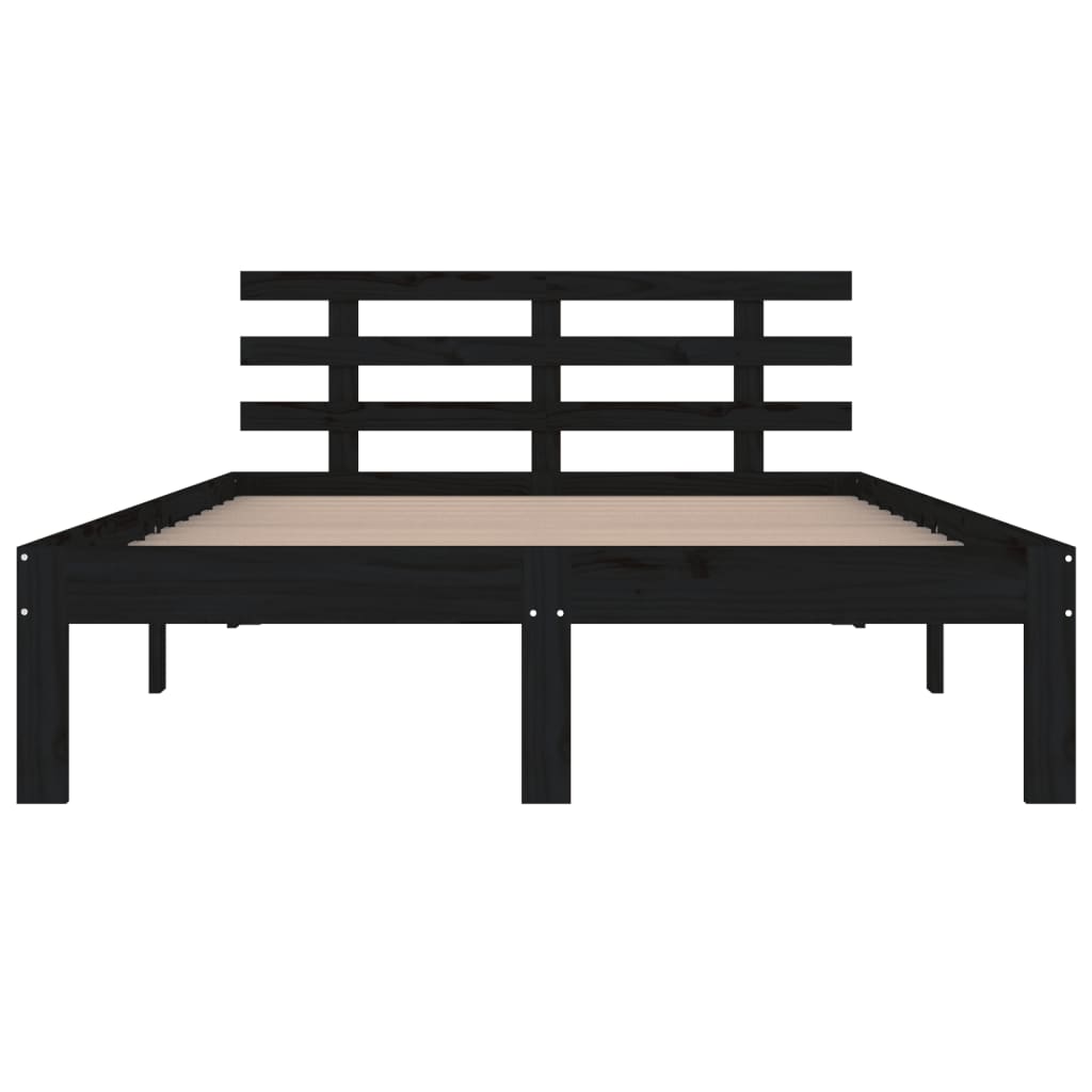Cadre de lit sans matelas noir bois massif 200x200 cm - XIOS