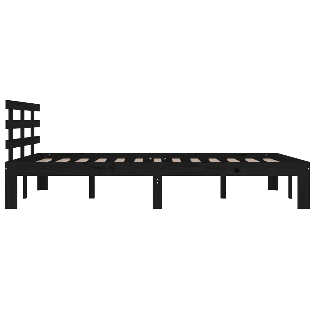Cadre de lit sans matelas noir bois massif 200x200 cm - XIOS