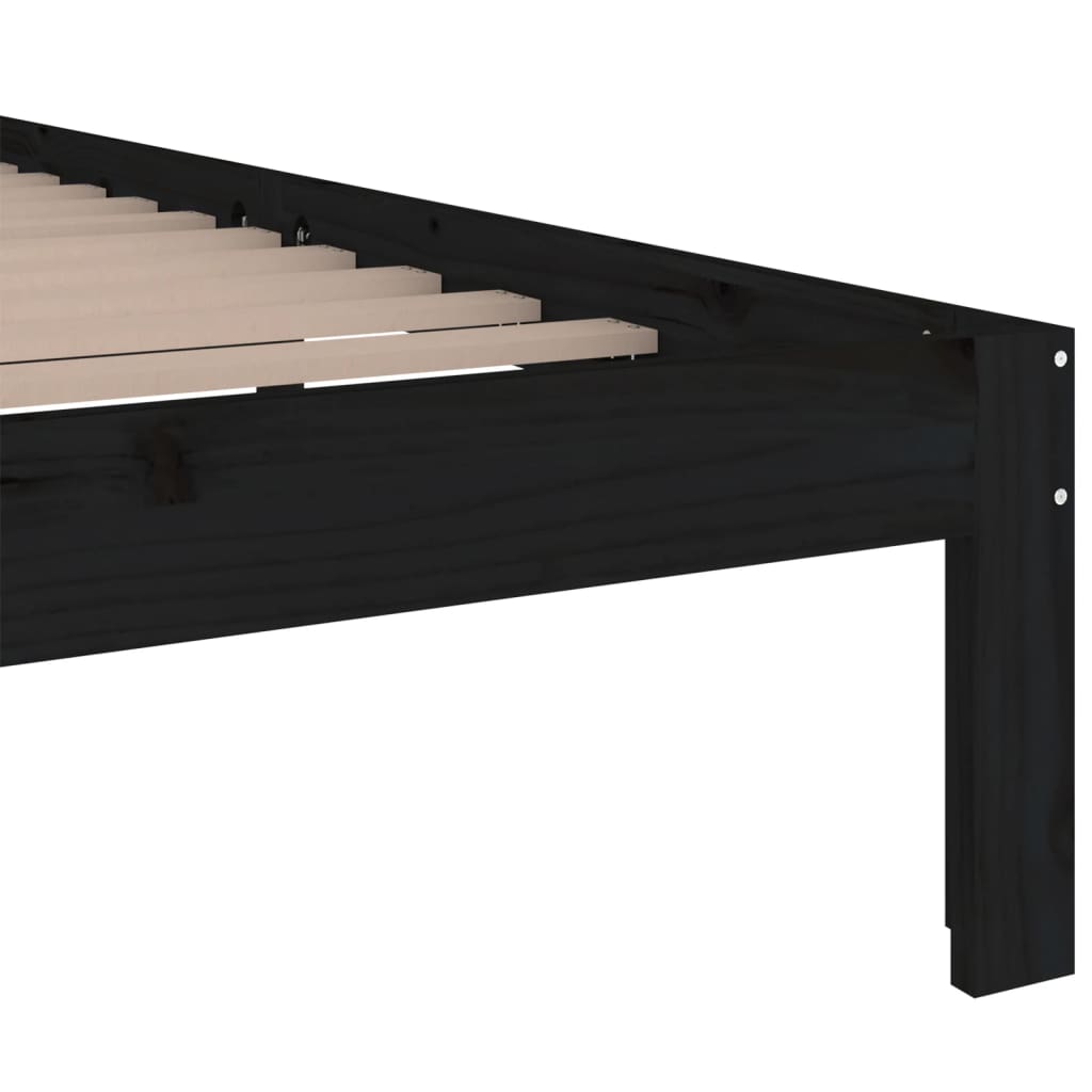 Cadre de lit sans matelas noir bois massif 200x200 cm - XIOS