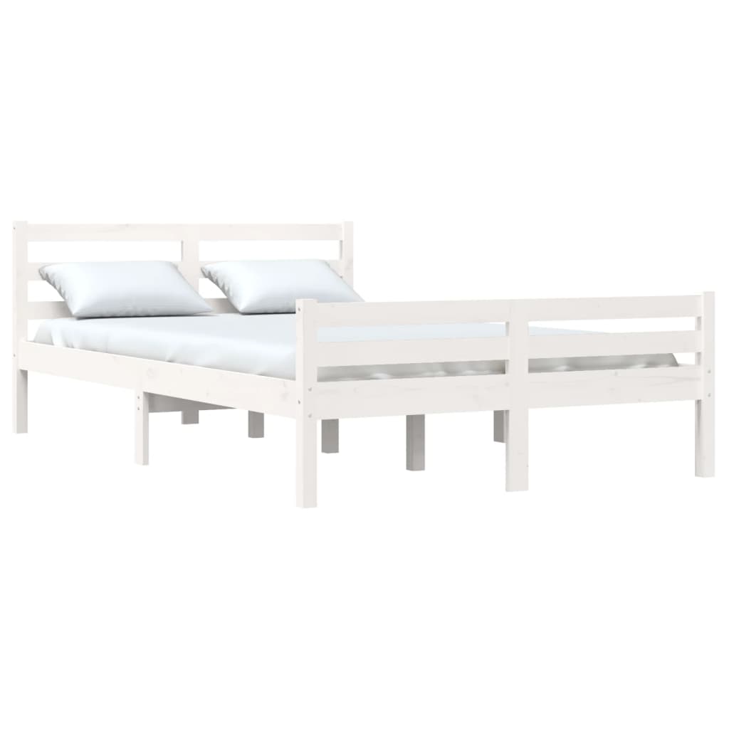 Cadre de lit sans matelas blanc bois massif 135x190 cm - XIOS