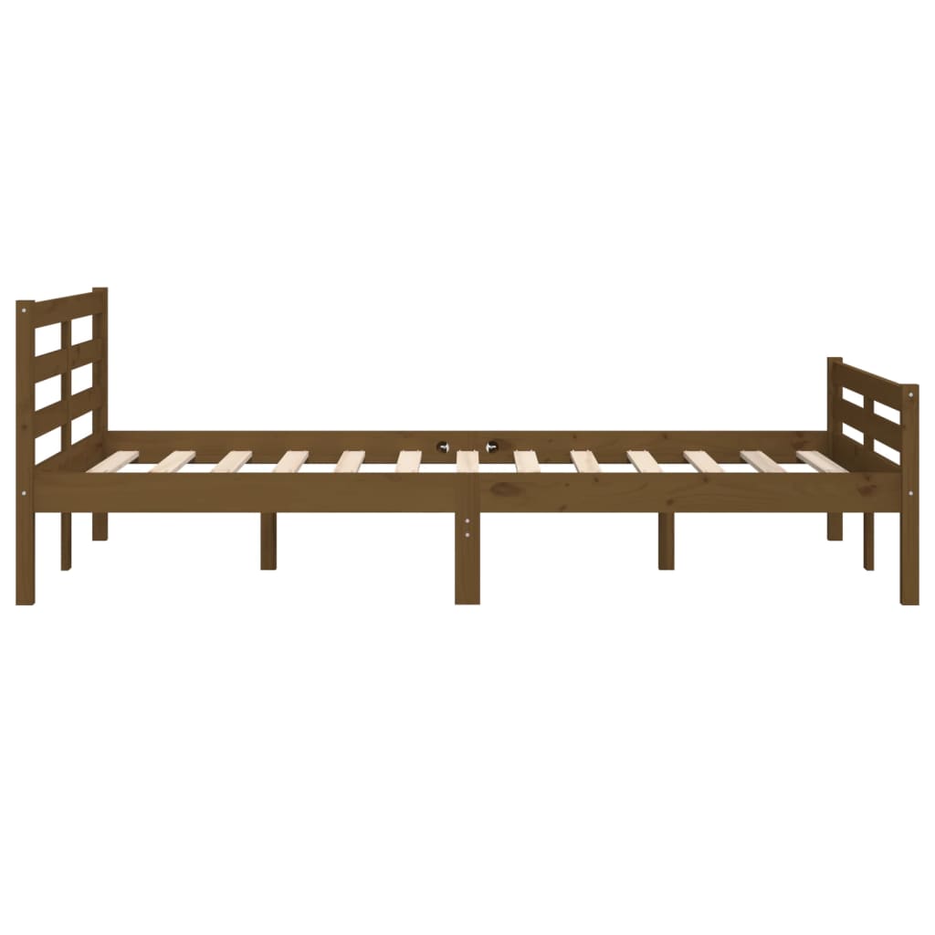 Cadre de lit sans matelas marron miel bois massif 140x190 cm - XIOS