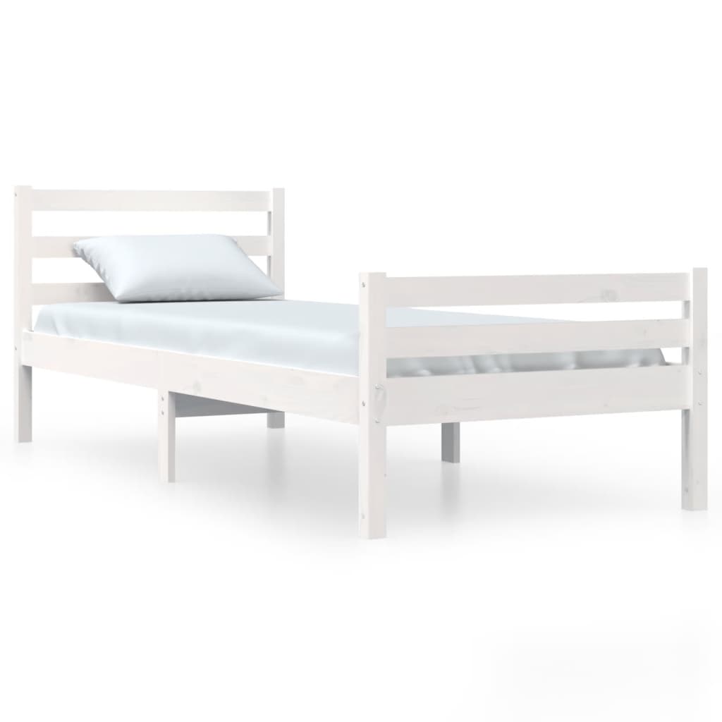 Cadre de lit sans matelas blanc bois massif 100x200 cm - XIOS