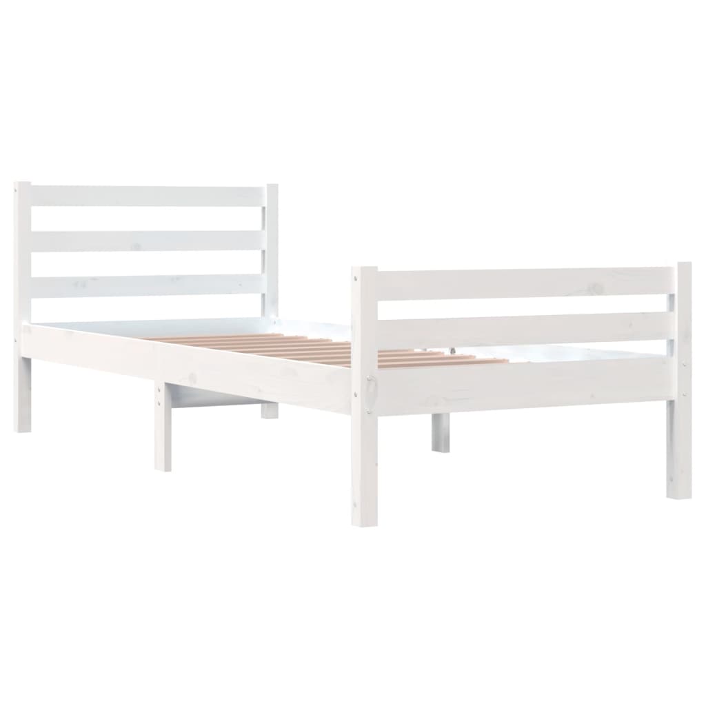 Cadre de lit sans matelas blanc bois massif 100x200 cm - XIOS