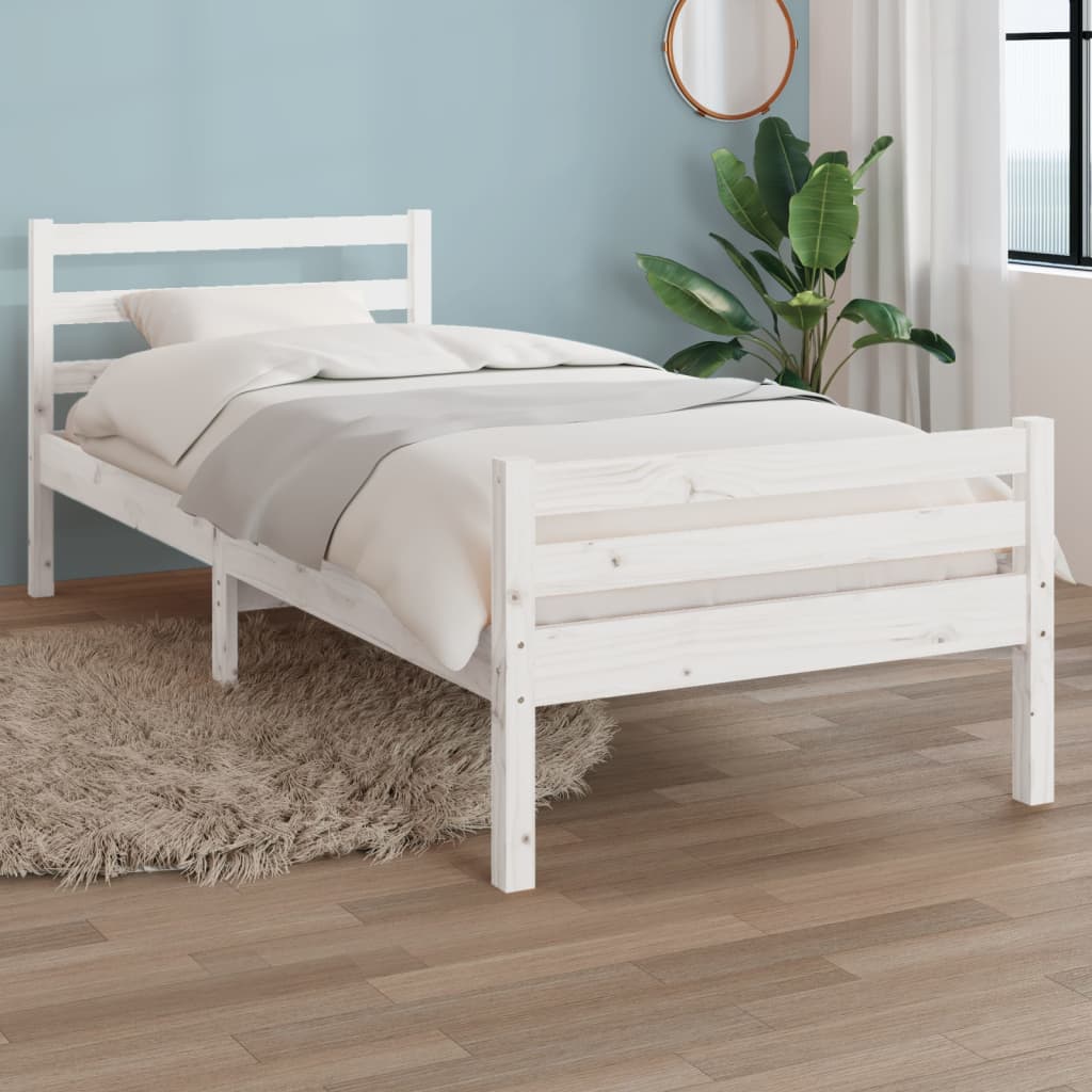 Cadre de lit sans matelas blanc bois massif 100x200 cm - XIOS