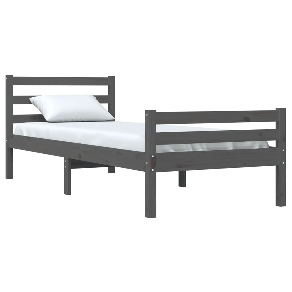 Cadre de lit sans matelas gris bois massif 100x200 cm - XIOS