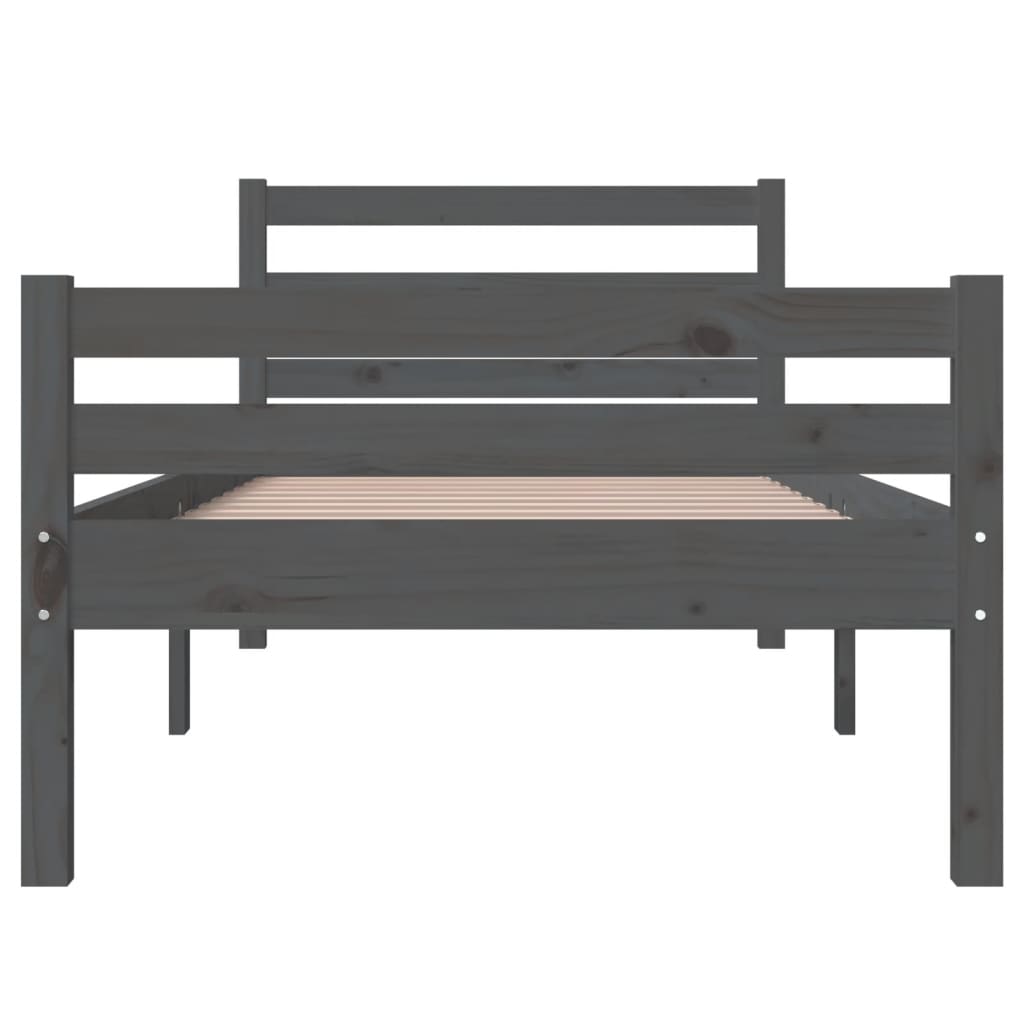 Cadre de lit sans matelas gris bois massif 100x200 cm - XIOS