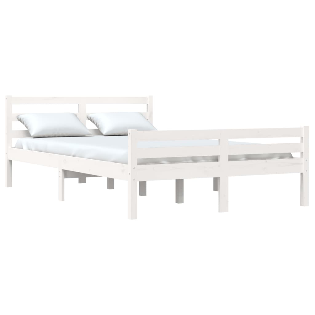Cadre de lit sans matelas blanc bois massif 140x200 cm - XIOS