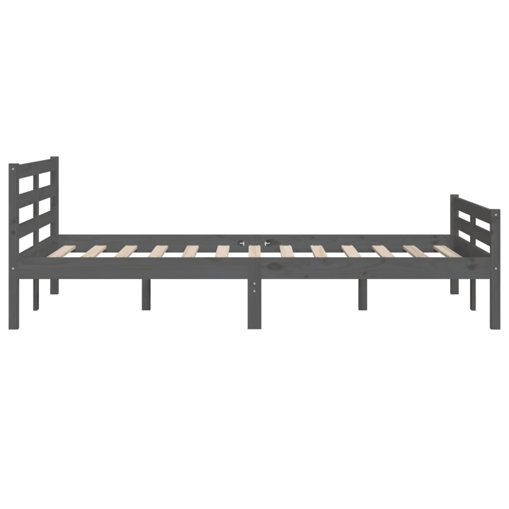 Cadre de lit sans matelas gris bois massif 140x200 cm - XIOS