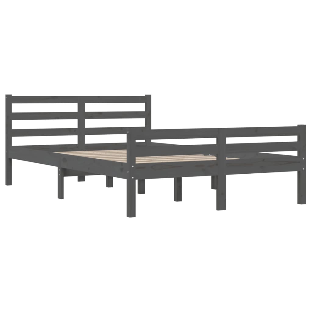 Cadre de lit sans matelas gris bois massif 150x200 cm - XIOS