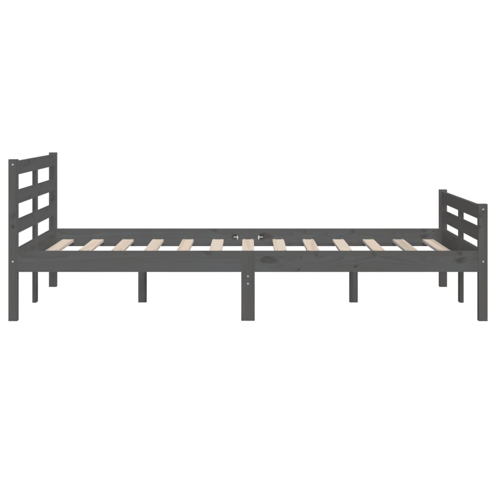 Cadre de lit sans matelas gris bois massif 150x200 cm - XIOS