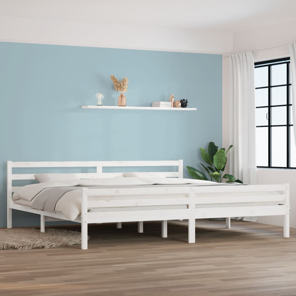 Cadre de lit sans matelas blanc bois massif 200x200 cm - XIOS