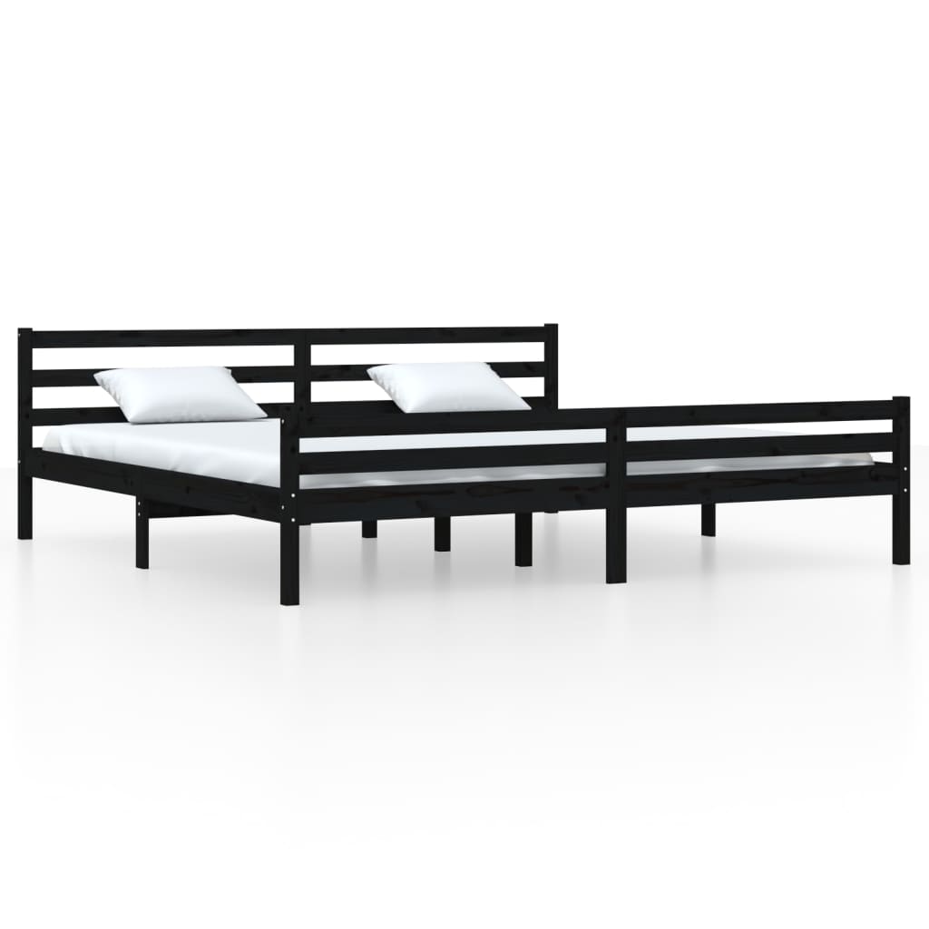 Cadre de lit sans matelas noir bois massif 200x200 cm - XIOS