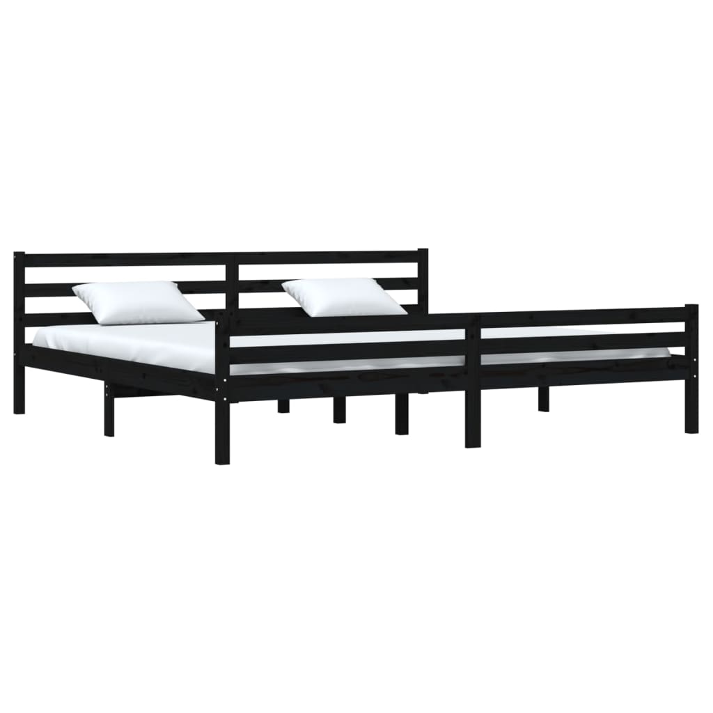 Cadre de lit sans matelas noir bois massif 200x200 cm - XIOS