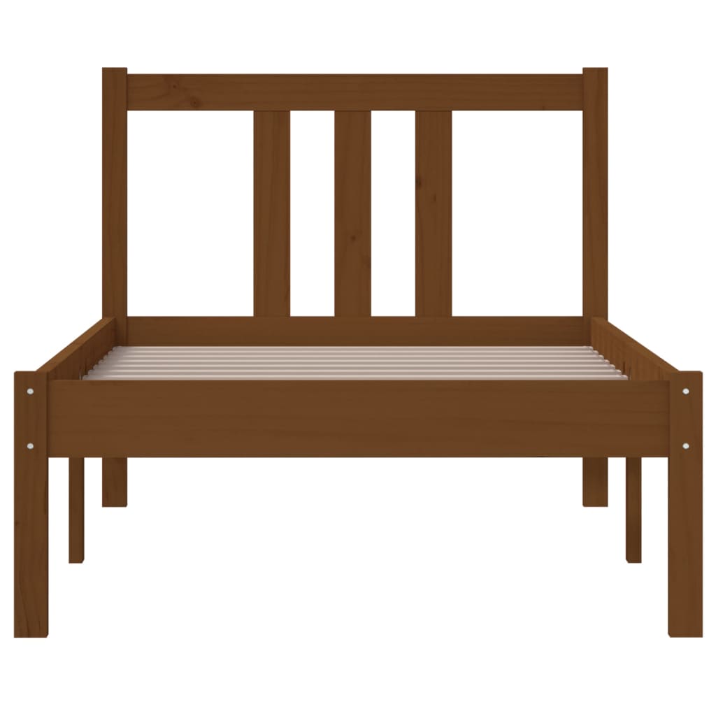 Cadre de lit sans matelas marron miel bois massif 75x190 cm - XIOS