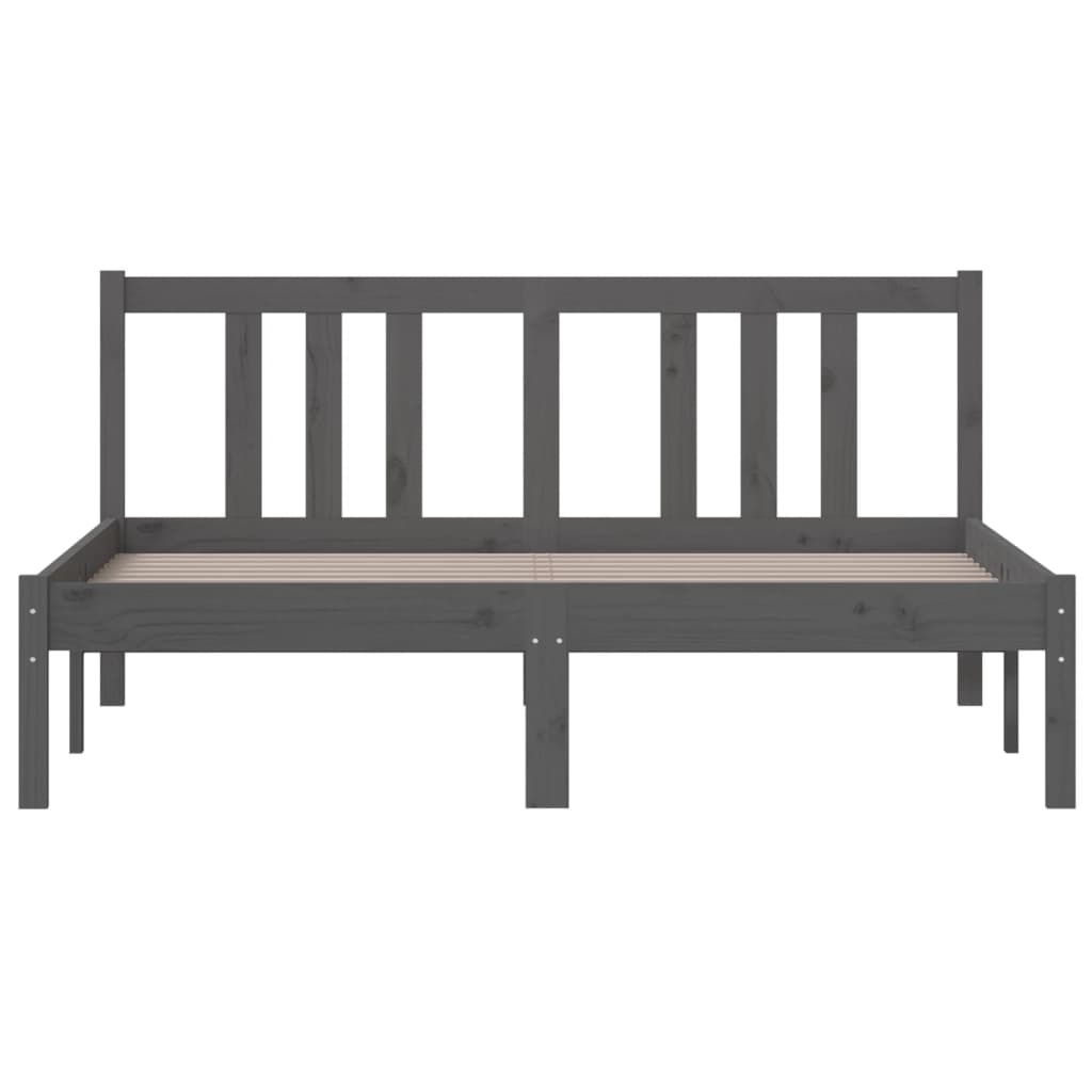 Cadre de lit sans matelas gris bois massif 135x190 cm - XIOS