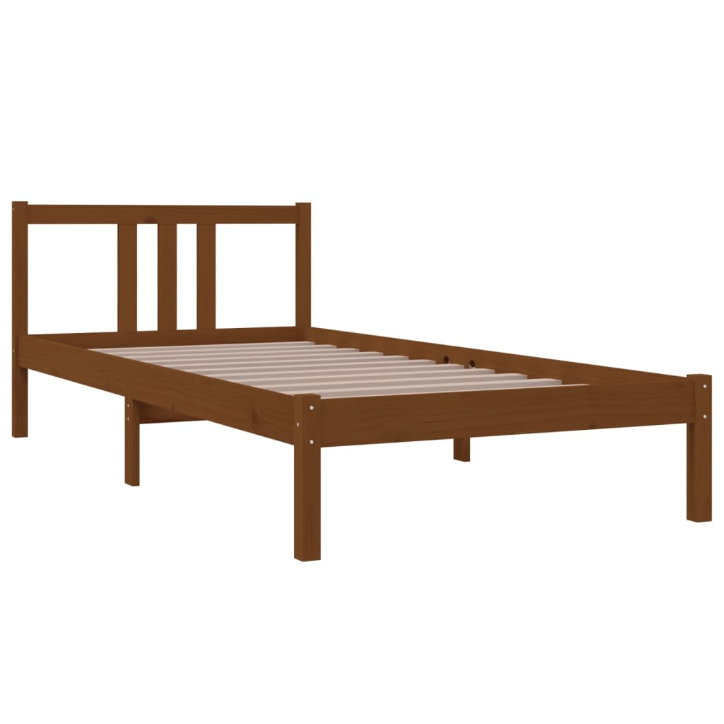 Cadre de lit sans matelas marron miel bois massif 90x200 cm - XIOS