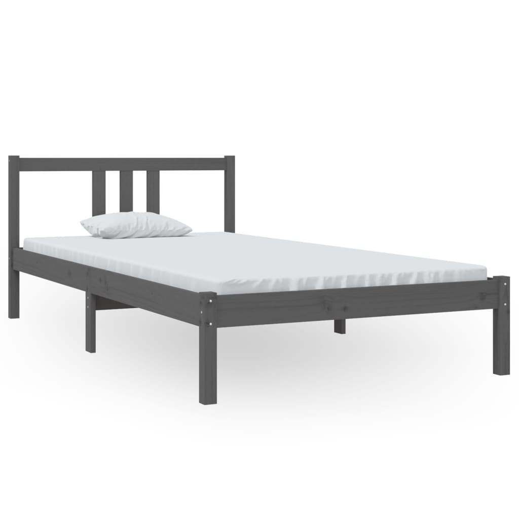 Cadre de lit sans matelas gris bois massif 100x200 cm - XIOS