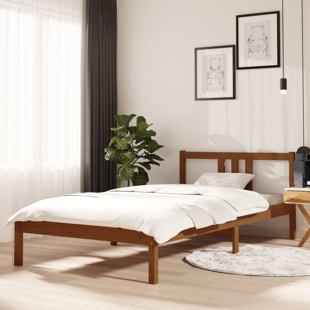 Cadre de lit sans matelas marron miel bois massif 100x200 cm - XIOS