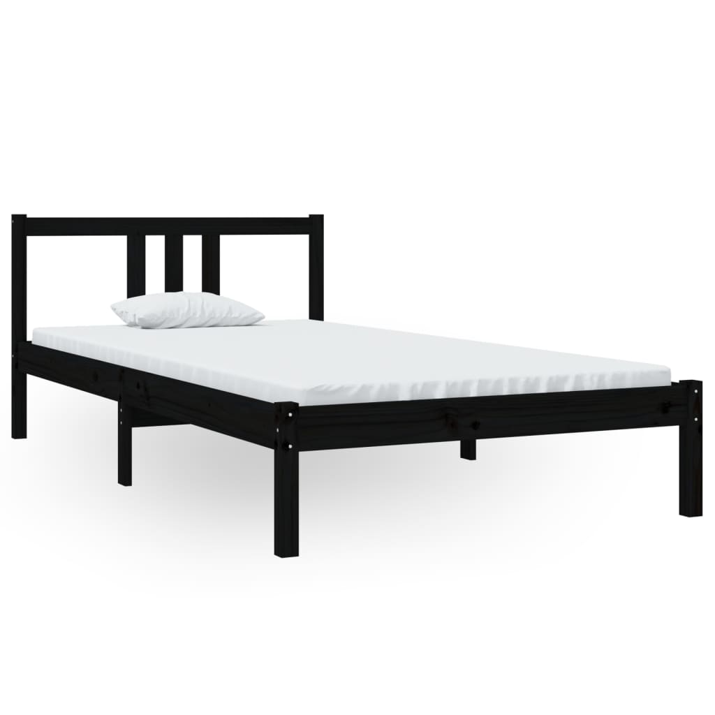 Cadre de lit sans matelas noir bois massif 100x200 cm - XIOS