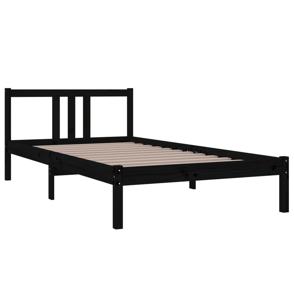 Cadre de lit sans matelas noir bois massif 100x200 cm - XIOS
