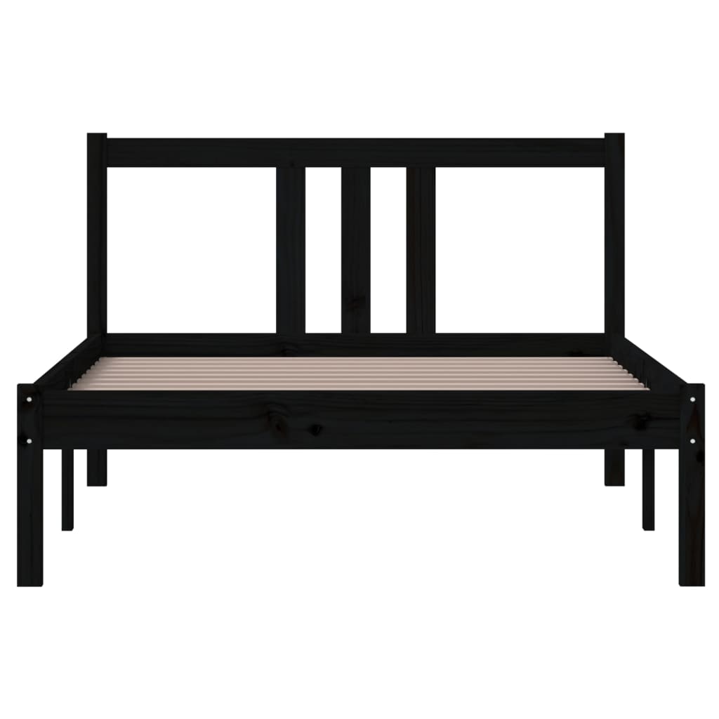Cadre de lit sans matelas noir bois massif 100x200 cm - XIOS