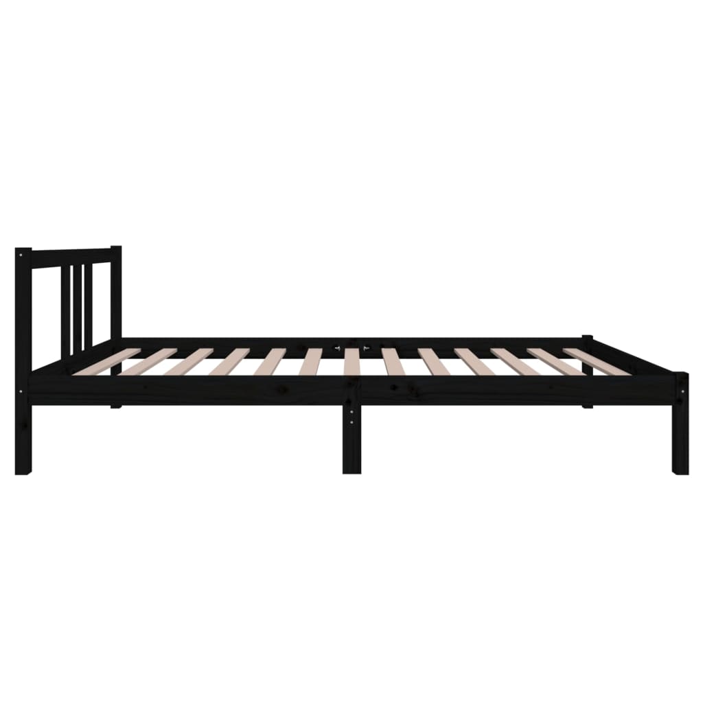 Cadre de lit sans matelas noir bois massif 100x200 cm - XIOS