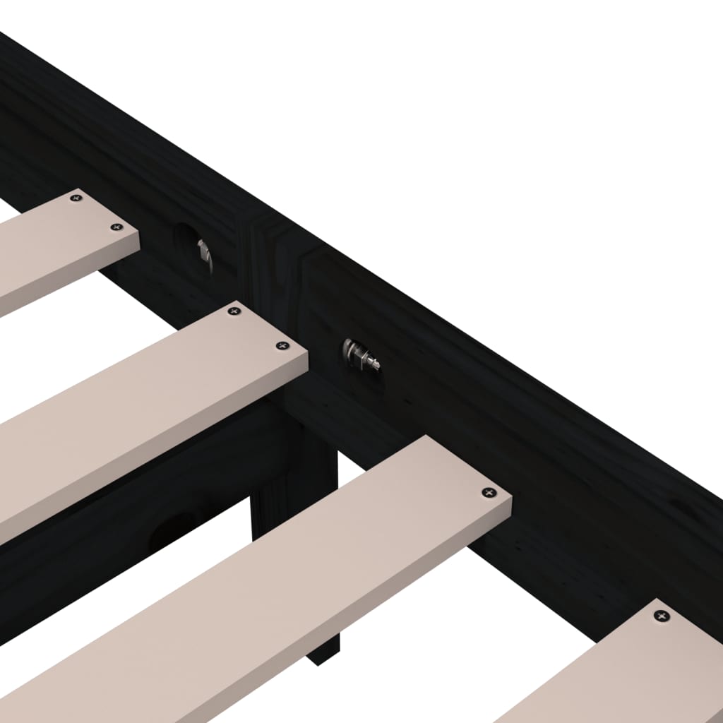Cadre de lit sans matelas noir bois massif 100x200 cm - XIOS