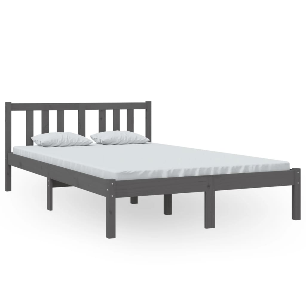 Cadre de lit sans matelas gris bois massif 120x200 cm - XIOS