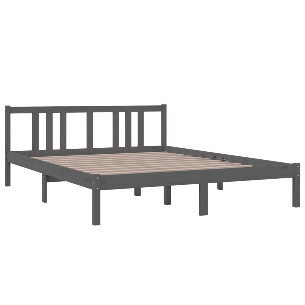 Cadre de lit sans matelas gris bois massif 150x200 cm - XIOS