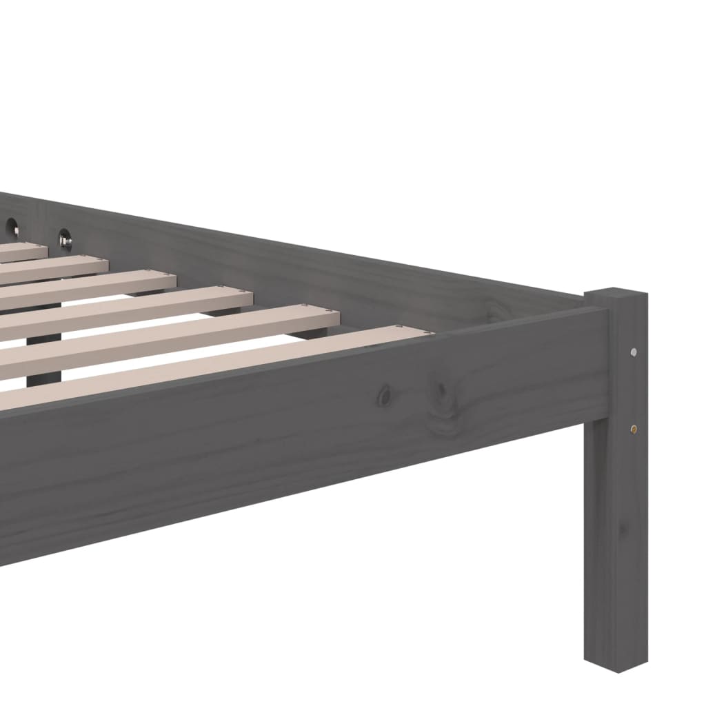 Cadre de lit sans matelas gris bois massif 150x200 cm - XIOS
