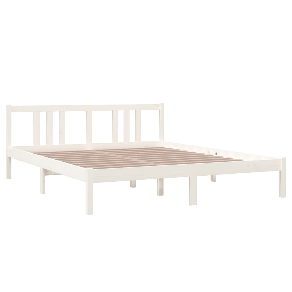 Cadre de lit sans matelas blanc bois massif 160x200 cm - XIOS