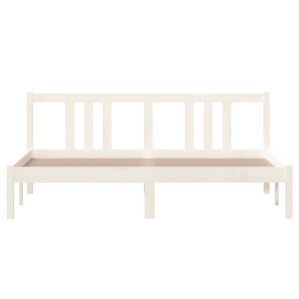 Cadre de lit sans matelas blanc bois massif 160x200 cm - XIOS