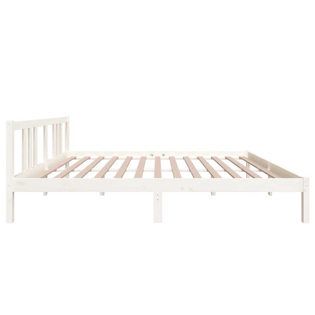 Cadre de lit sans matelas blanc bois massif 160x200 cm - XIOS