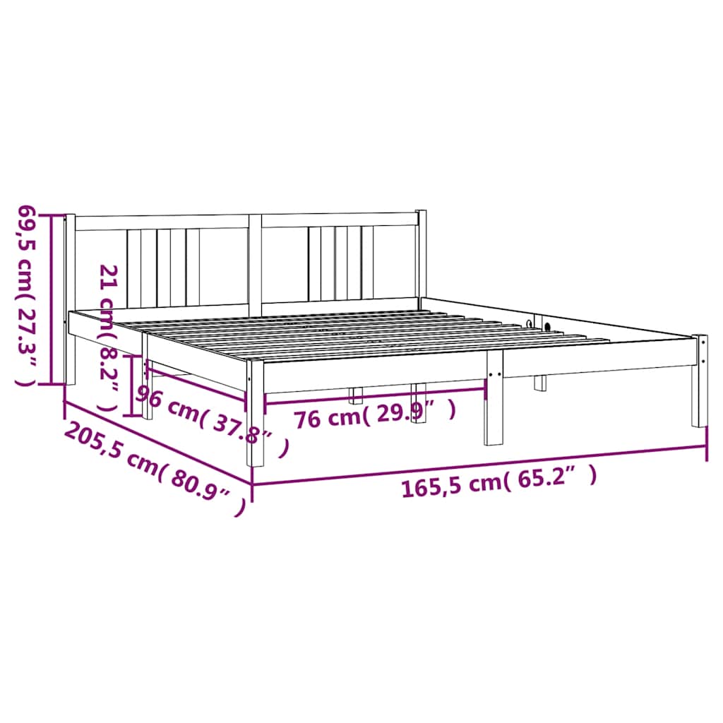 Cadre de lit sans matelas blanc bois massif 160x200 cm - XIOS